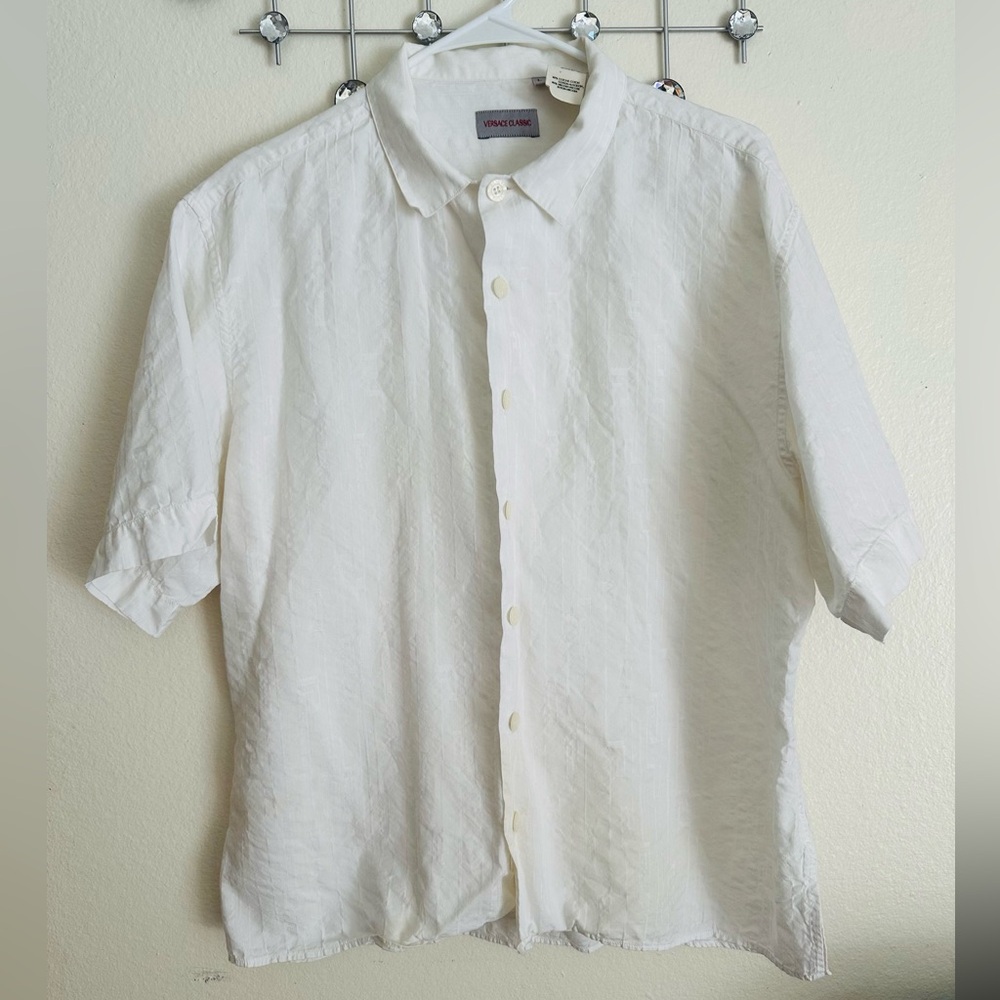 VERSACE CLASSIC Vintage Men's White Short Sleeve Shirt